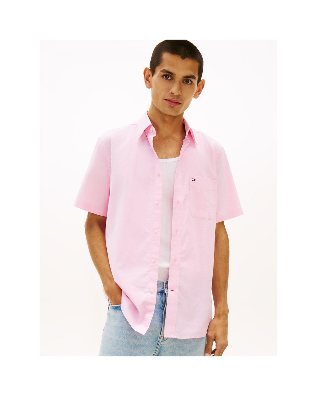 Tommy Hilfiger Pink Short Sleeve Plain Shirt for men