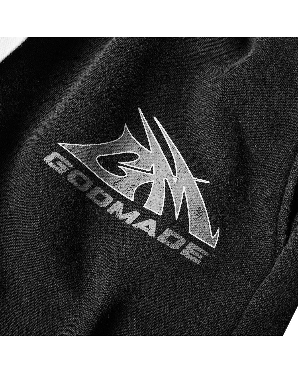 God Made Black Fleece Jogger Shorts for men