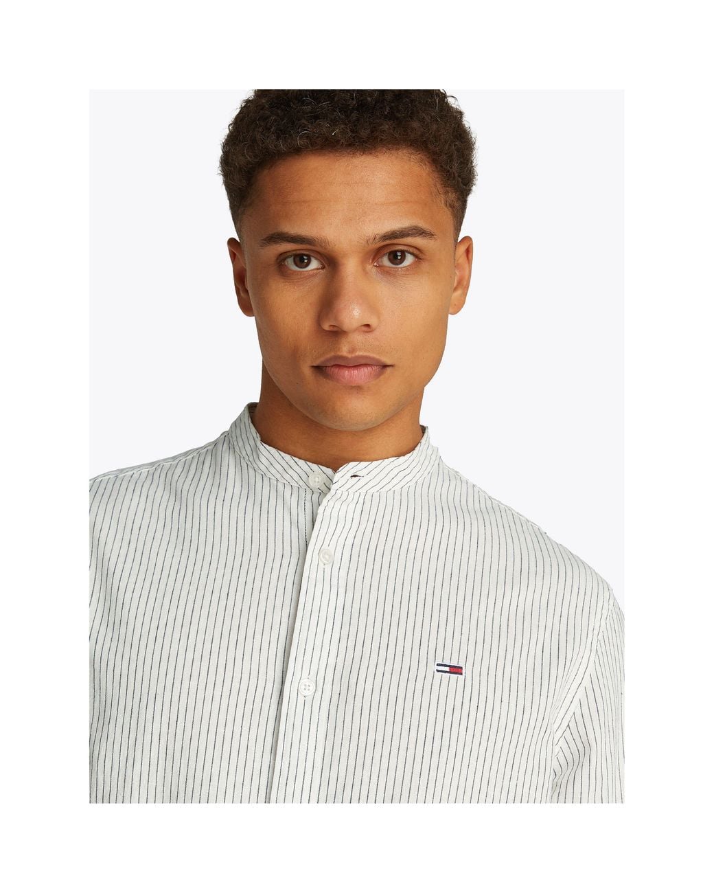 Tommy Hilfiger White Tj Linen Long-Sleeve Patterned Shirt for men