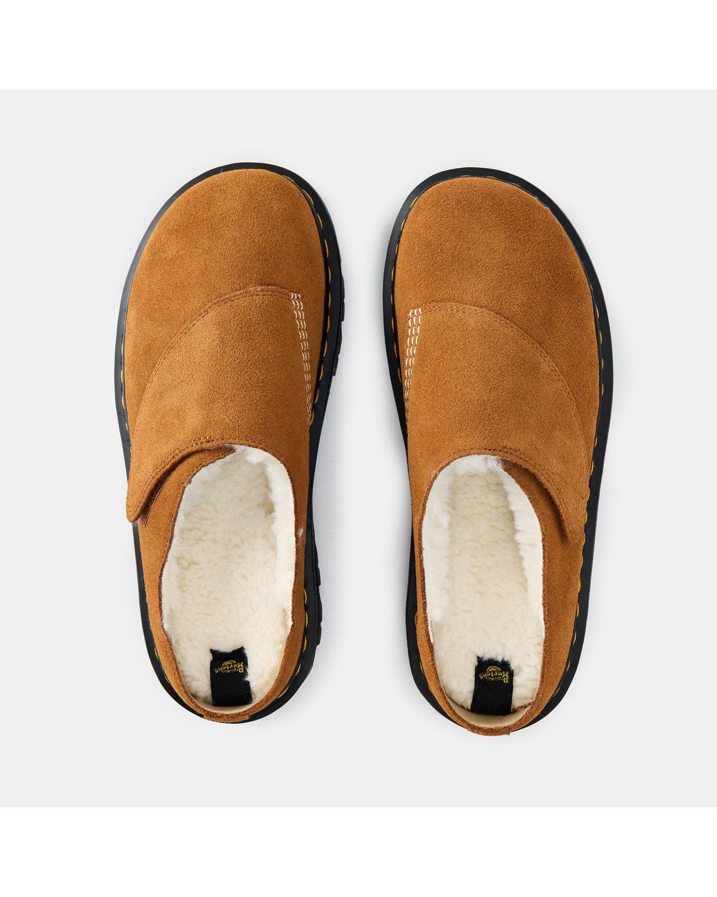 Dr. Martens Brown Zebzag Suede Platform Slip On Flat Mules