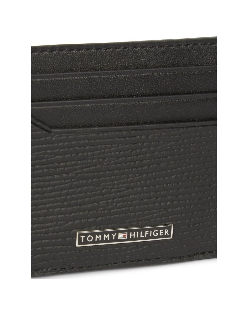 Tommy Hilfiger Black Business Saffiano Leather Card Holder for men
