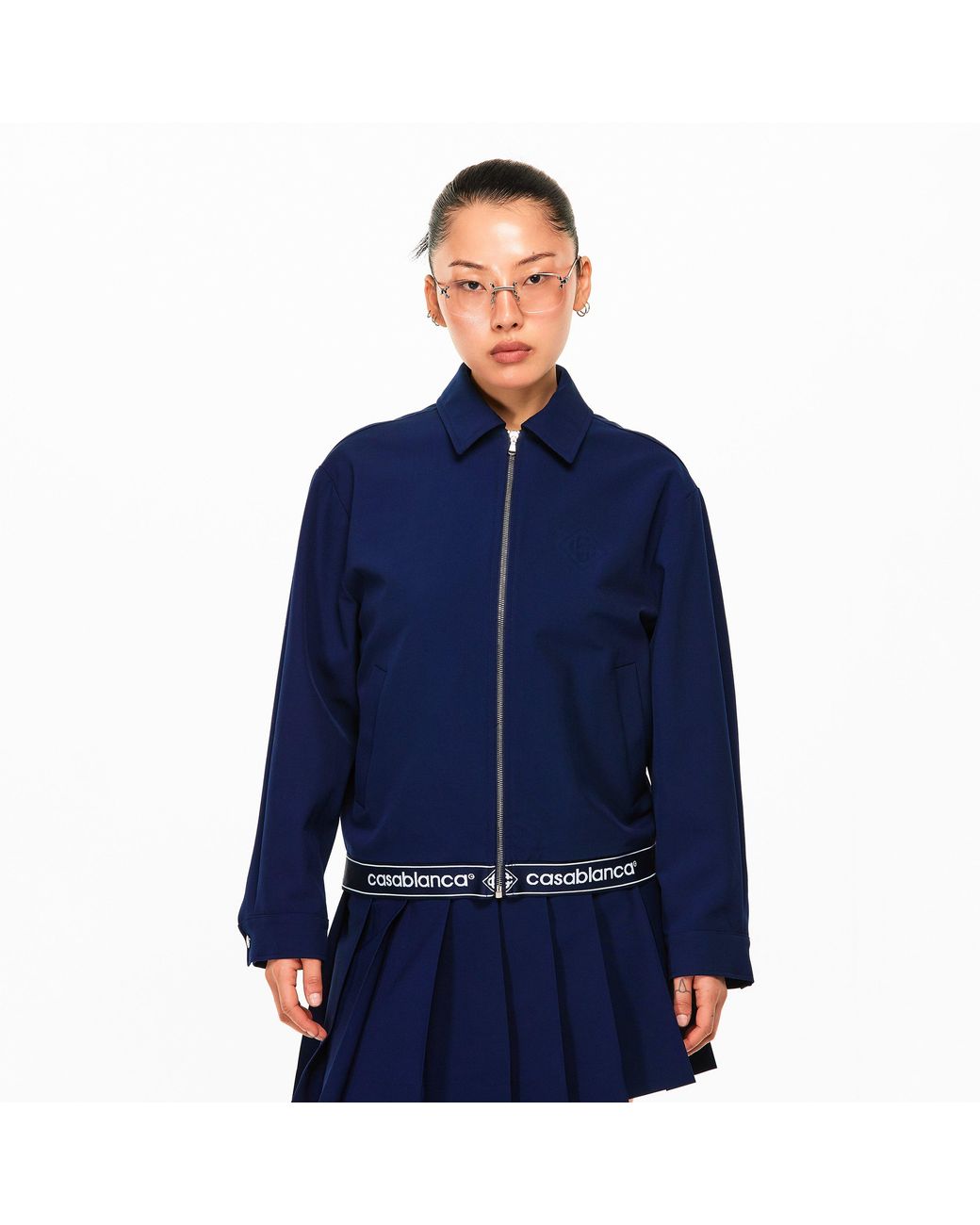 Casablanca Blue Tailored Wool Coach Jacket