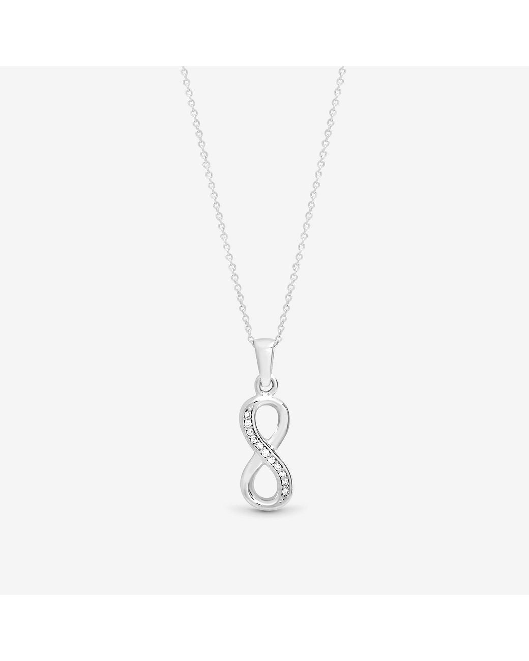 Simply Silver White Sterling 925 Cz Infinity Pendant