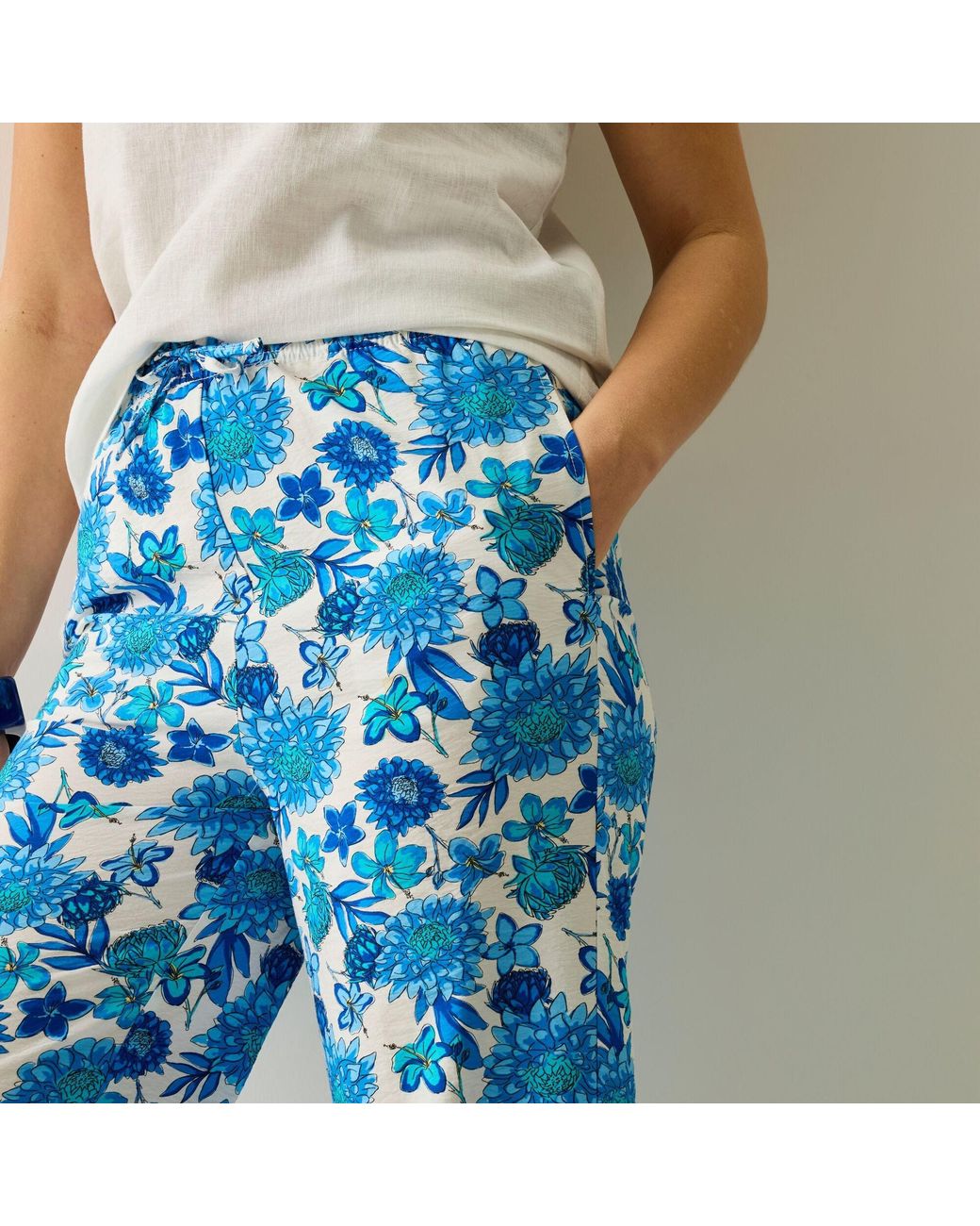 Regatta Blue Talamanca Linen Relaxed-Fit Trousers