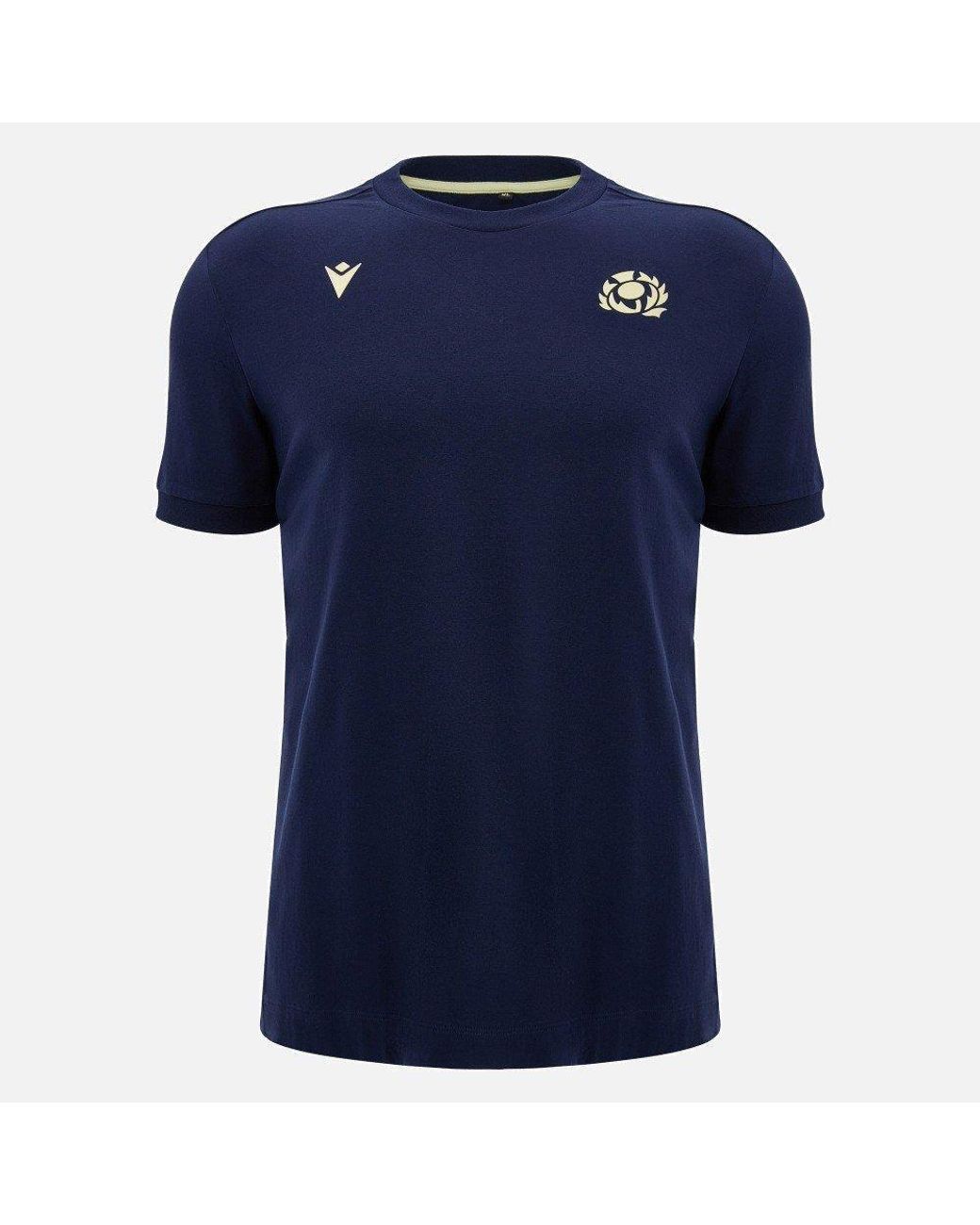 MACRON Blue Scotland Rugby Six Nations 2024/25 Cotton Short-Sleeve T-Shirt for men