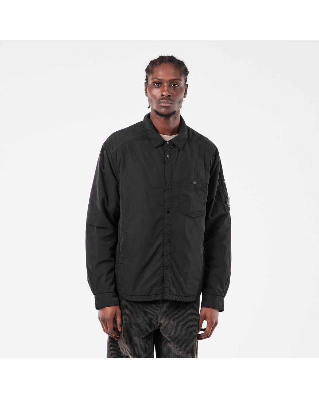 C P Company Black Quilted Padded Overshirt for men