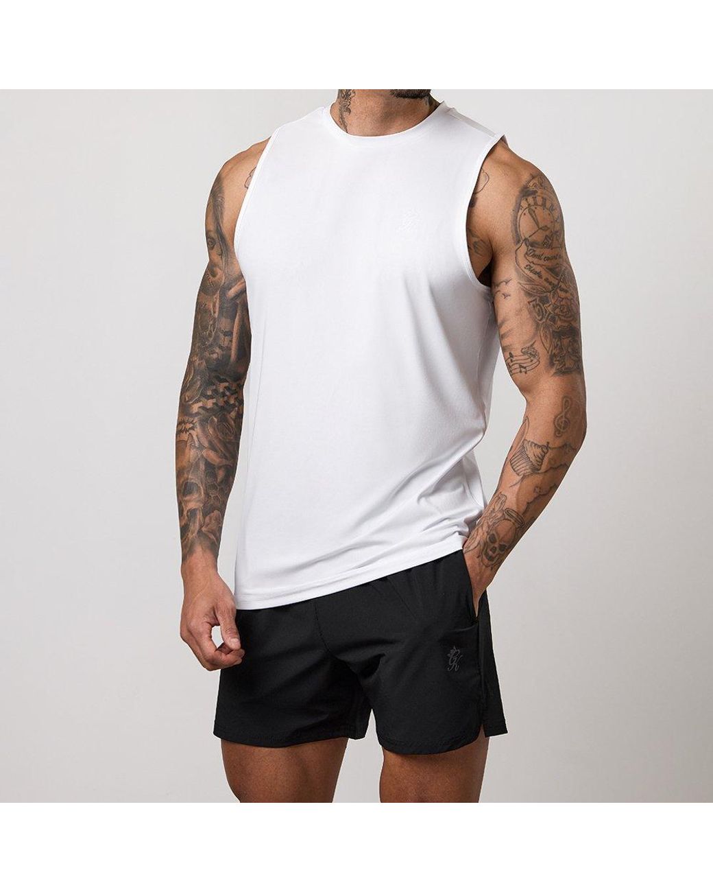 Gym King White Victory Performance Vest for men