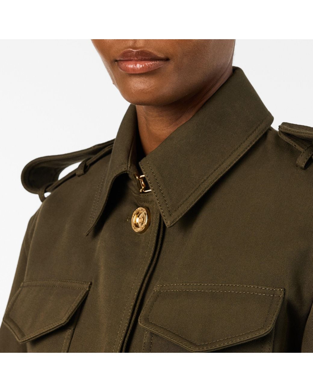 Givenchy Green Cocoon Utility Cotton Cropped Long Sleeve Hybrid Jacket