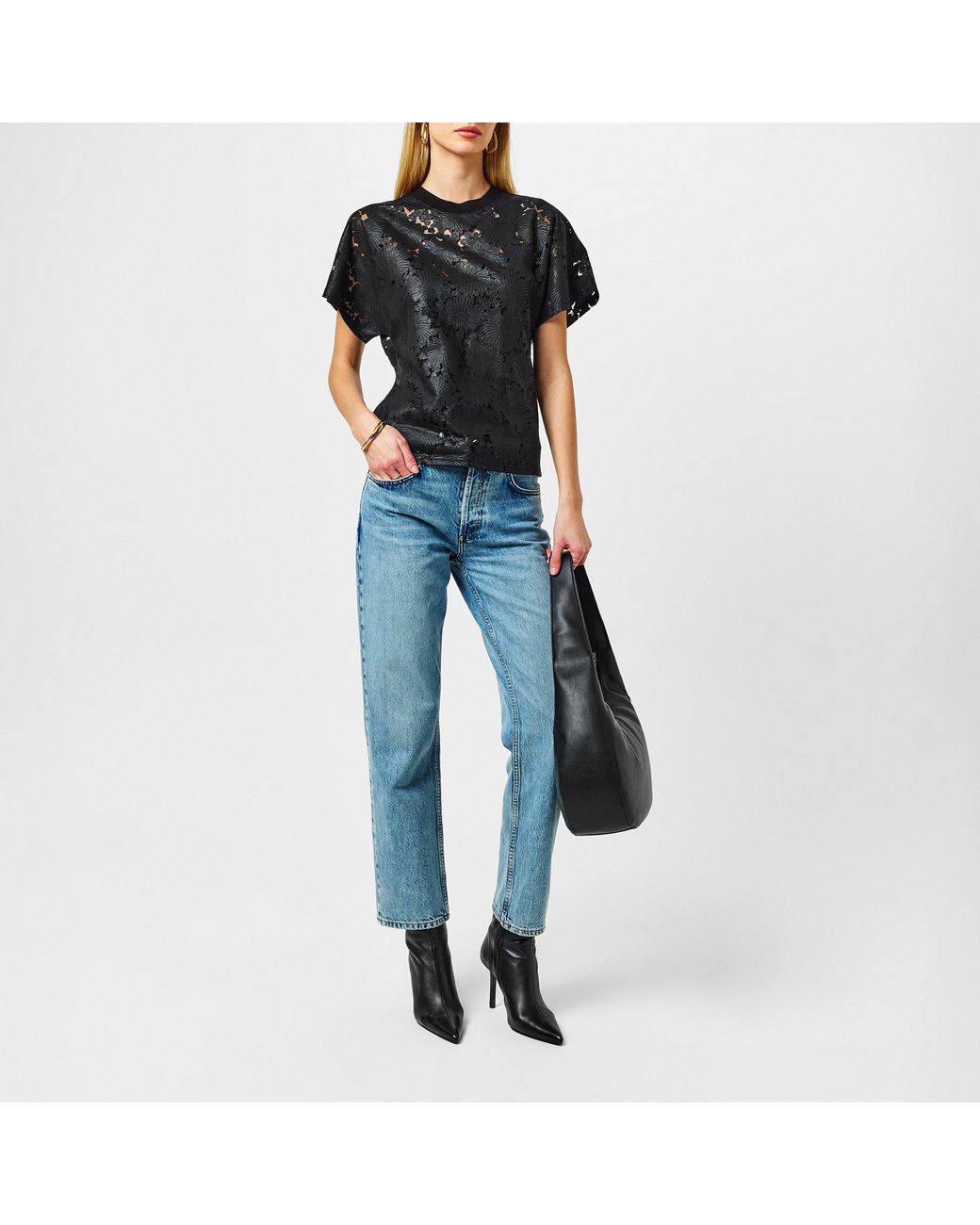 Ted Baker Black Maralo Floral Lace Relaxed T-Shirt