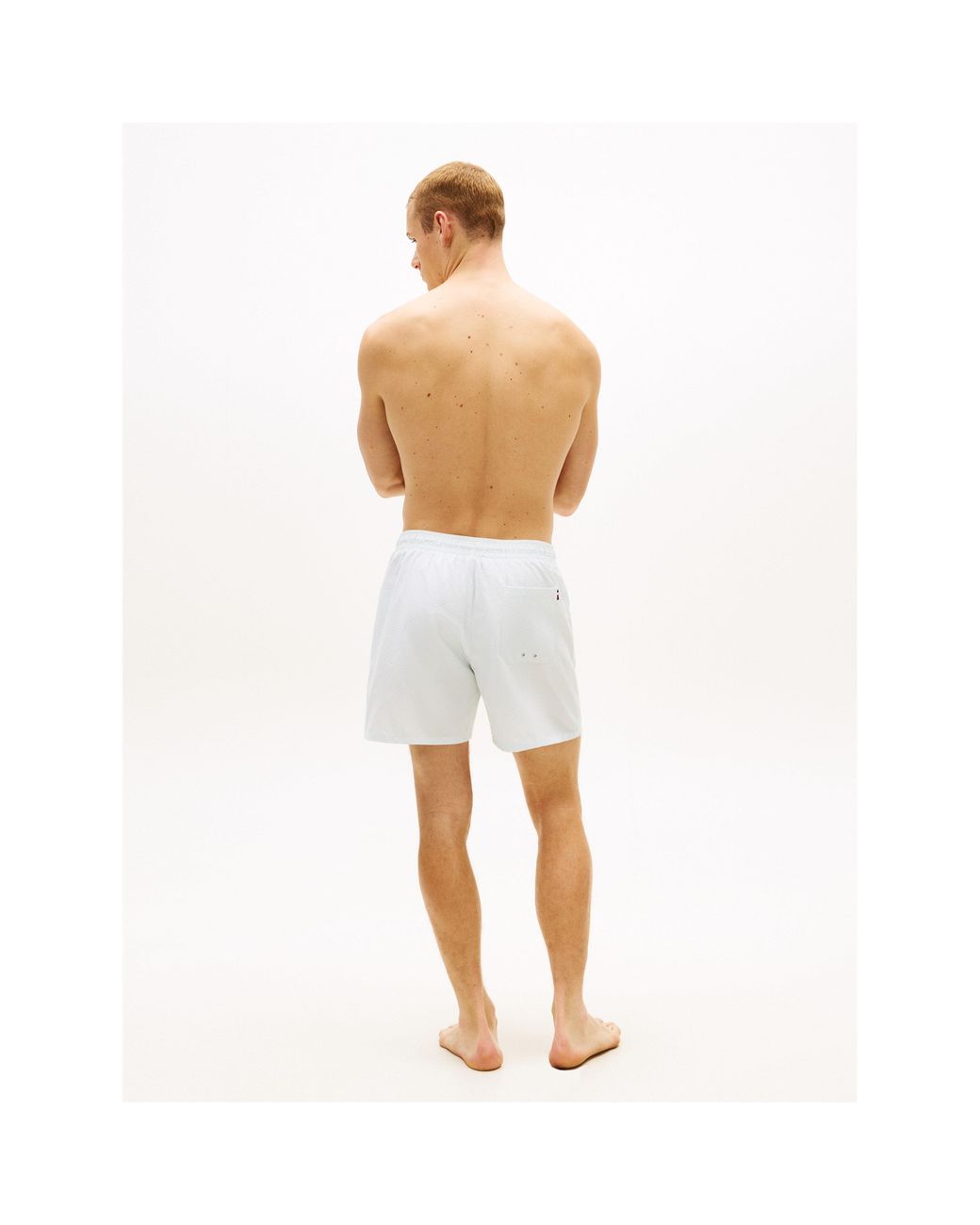 Tommy Hilfiger White Ithaca Medium Seersucker Swim Shorts for men
