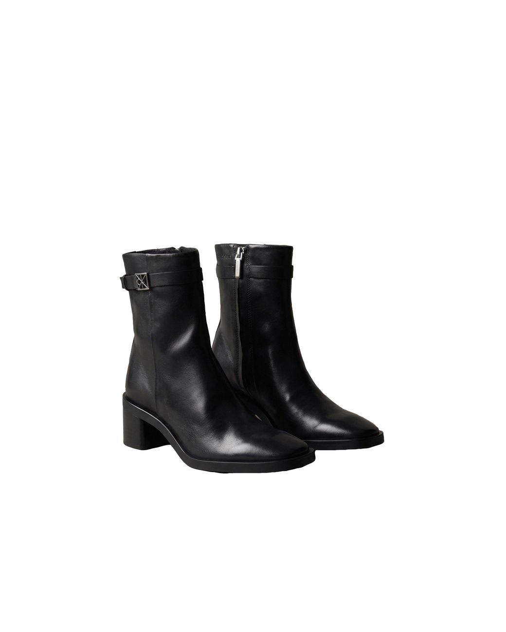 Calvin Klein Black Block-Heel Square-Toe Court Shoes