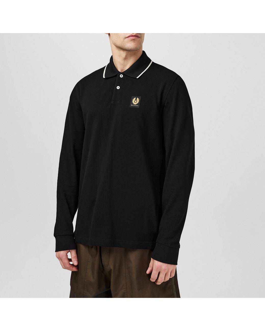 Belstaff Black Tip Long Sleeve Polo Shirt for men