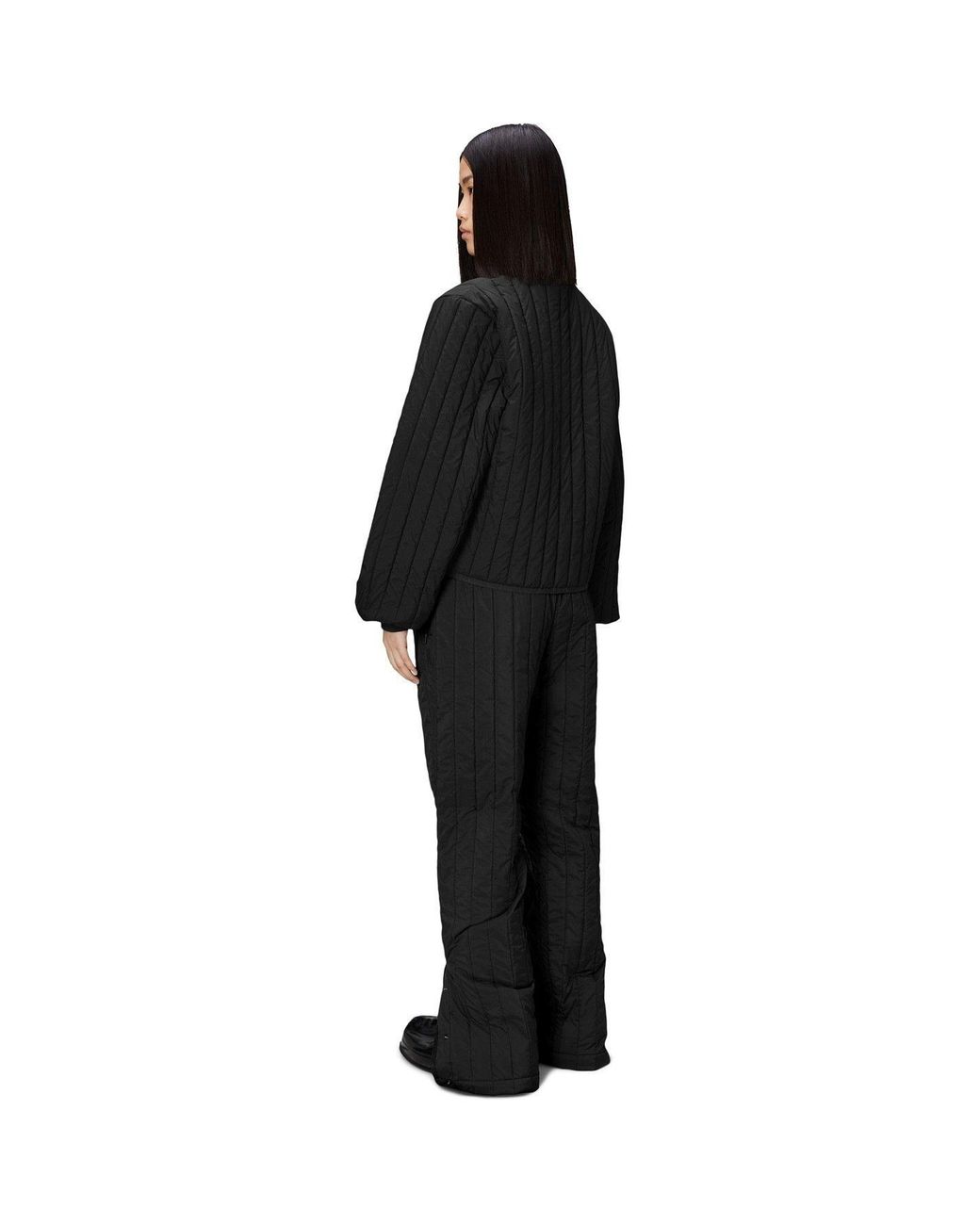 Rains Black Banja Liner Bomber Water Resistant Cropped Quilted Jacket