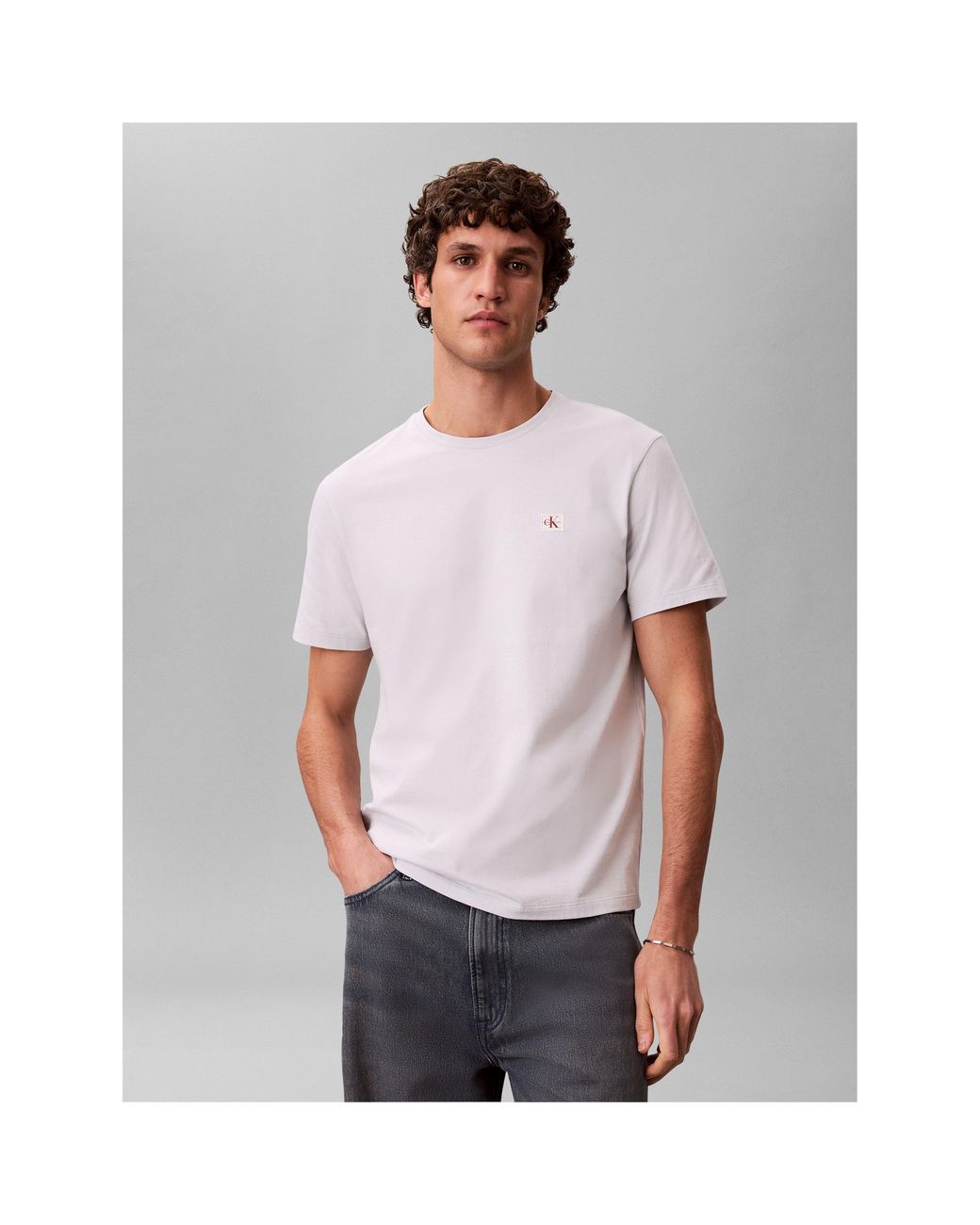 Calvin Klein White Ckj Woven Box Regular Fit T-Shirt for men