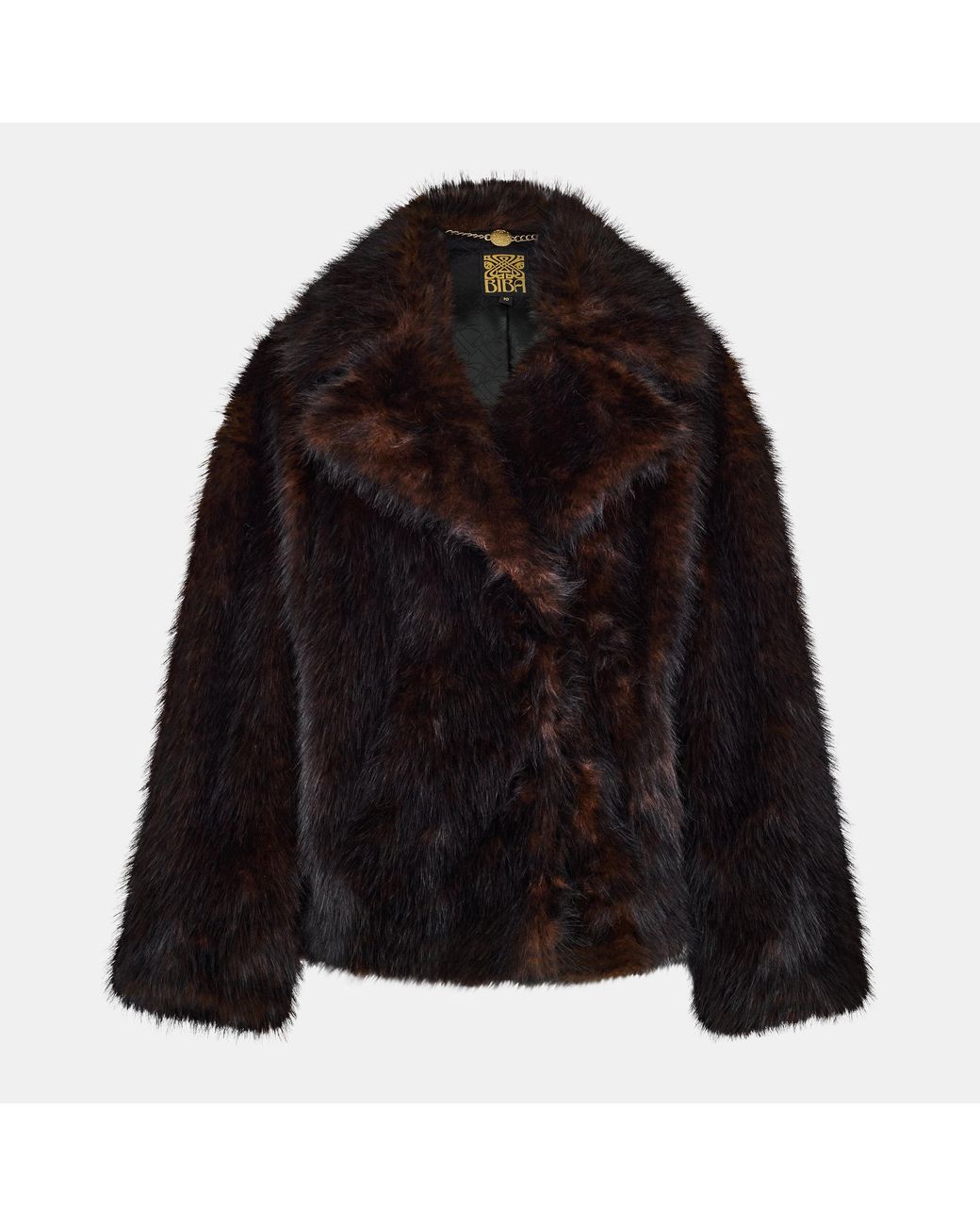 Biba Black Faux Fur Relaxed Fit Teddy Coat