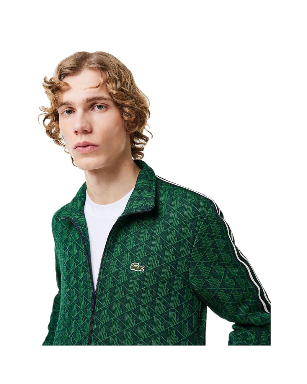 Lacoste Green All Over Print Tracksuit Top for men