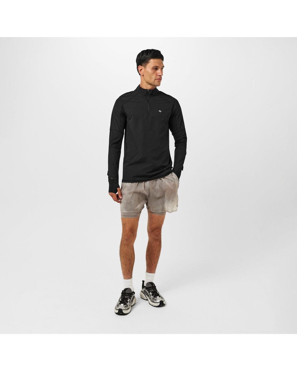 REPRESENT 247 Gray Quarter-Zip Long-Sleeve Performance Gym Top for men