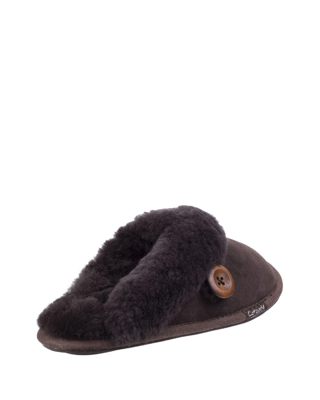 Cotswold Brown Lechlade Sheepskin Mule Slipper