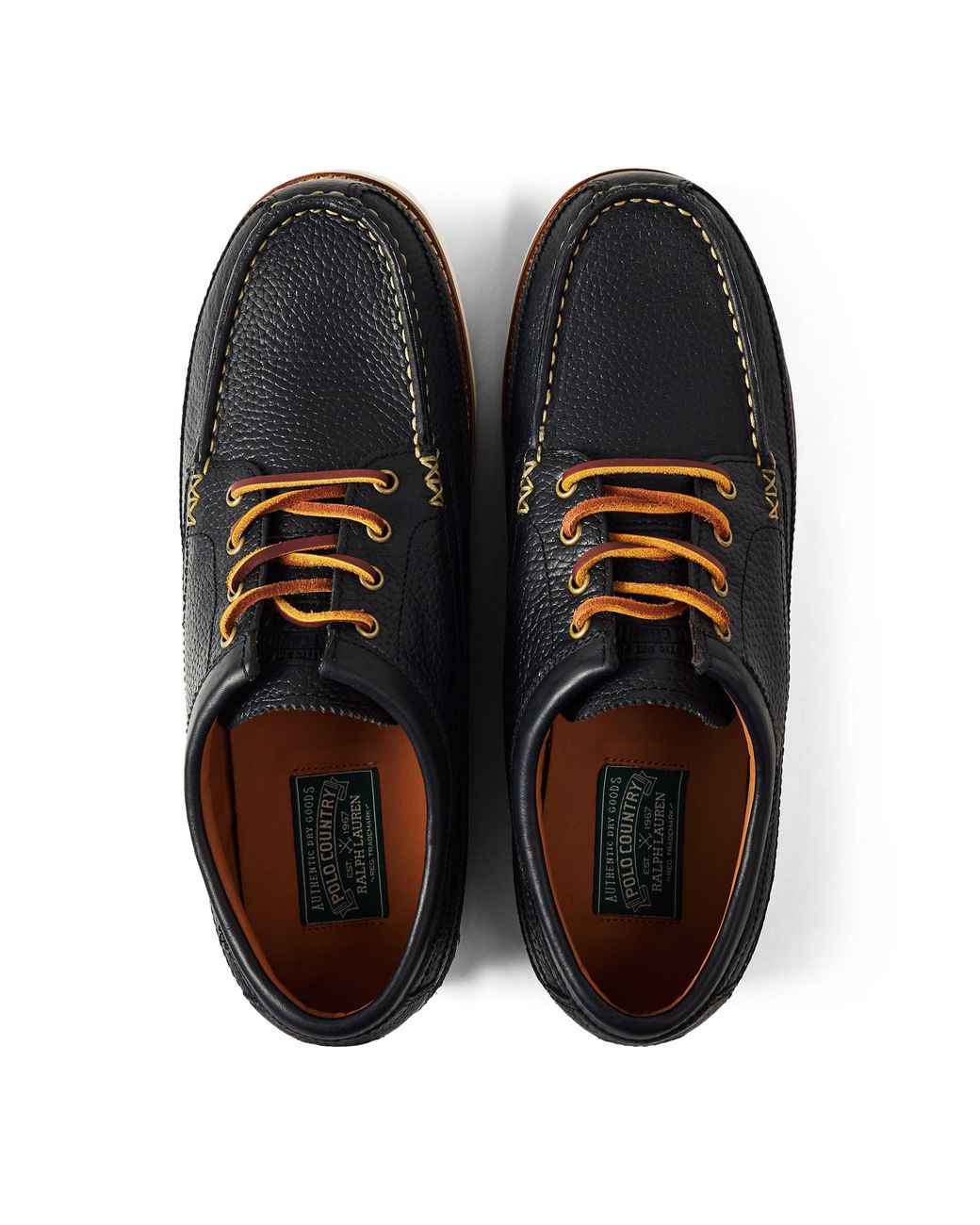 Polo Ralph Lauren Blue Ranger Low Leather Lace-Up Moc Toe Shoes for men