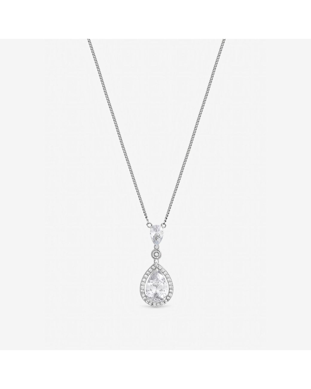 Jon Richard Green Rhodium Plated Cubic Zirconia Pendant Necklace