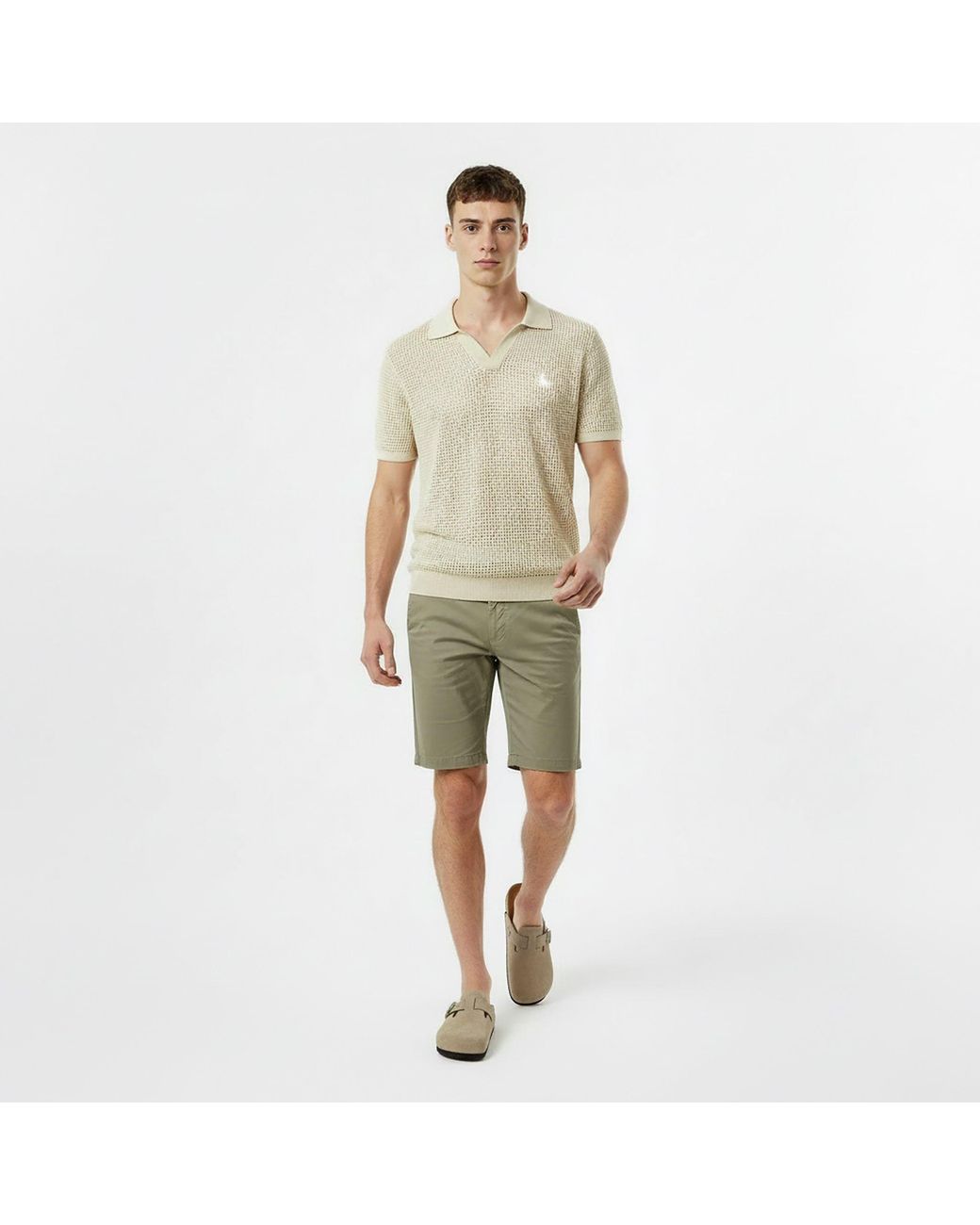 Jack Wills Natural Open Knit Short-Sleeve Polo Shirt for men