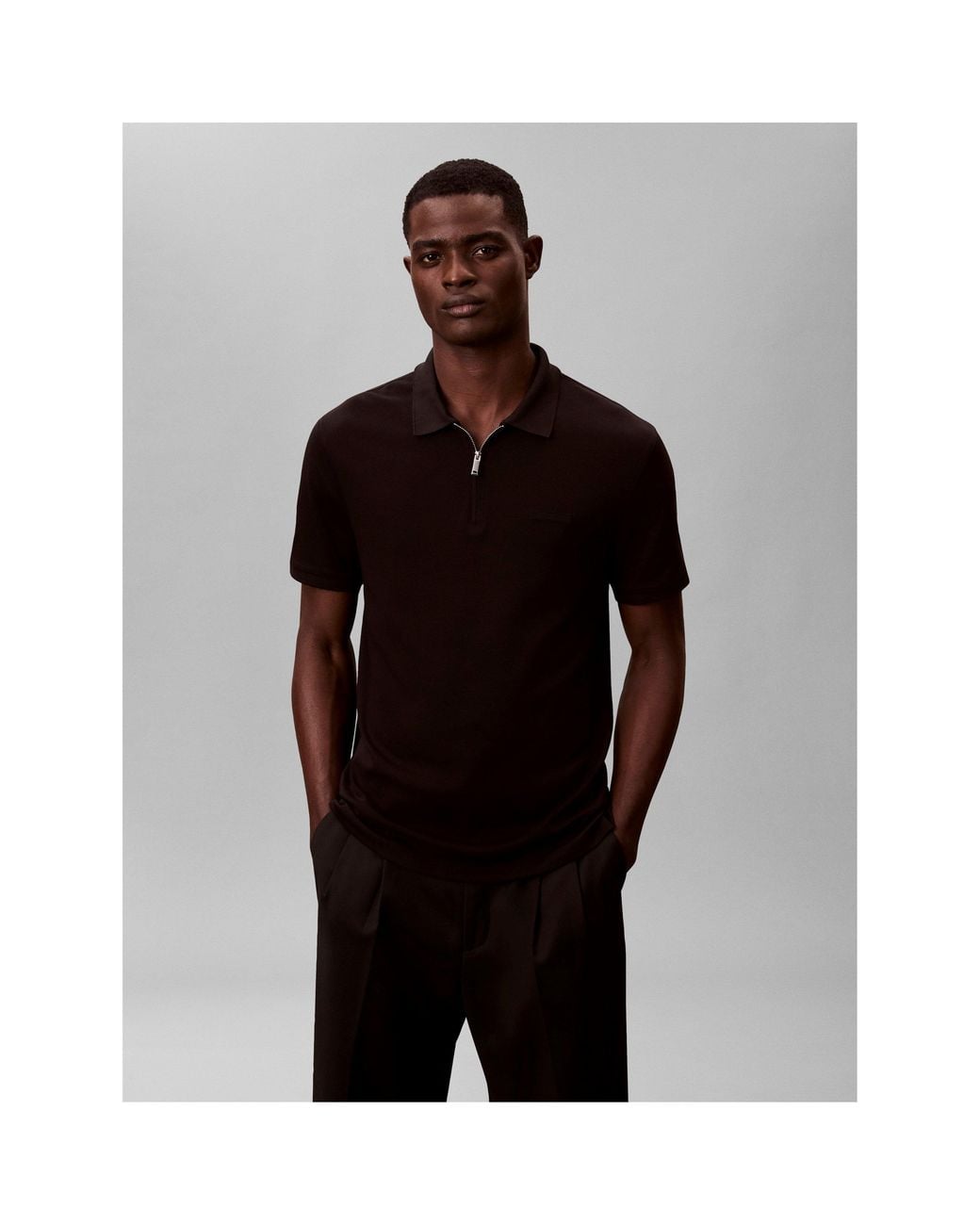 Calvin Klein Black Short Sleeve Polo Shirt for men