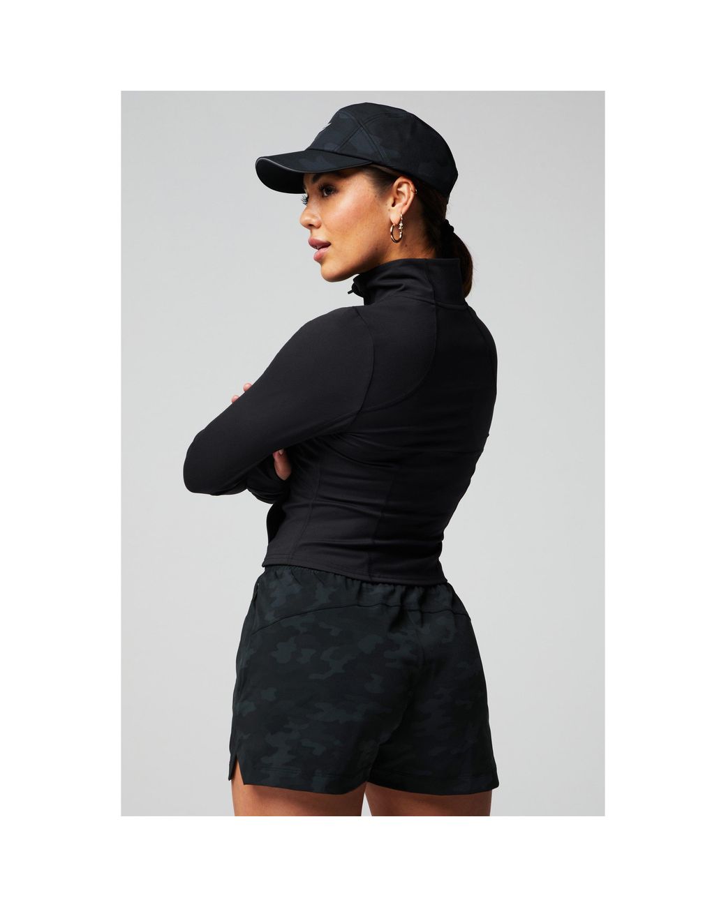 Fabletics Black Perfect Storm Cropped Slim-Fit Training Jacket