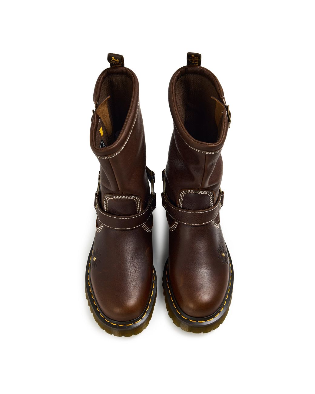 Dr. Martens Brown Anistone Tall Leather Biker Boots