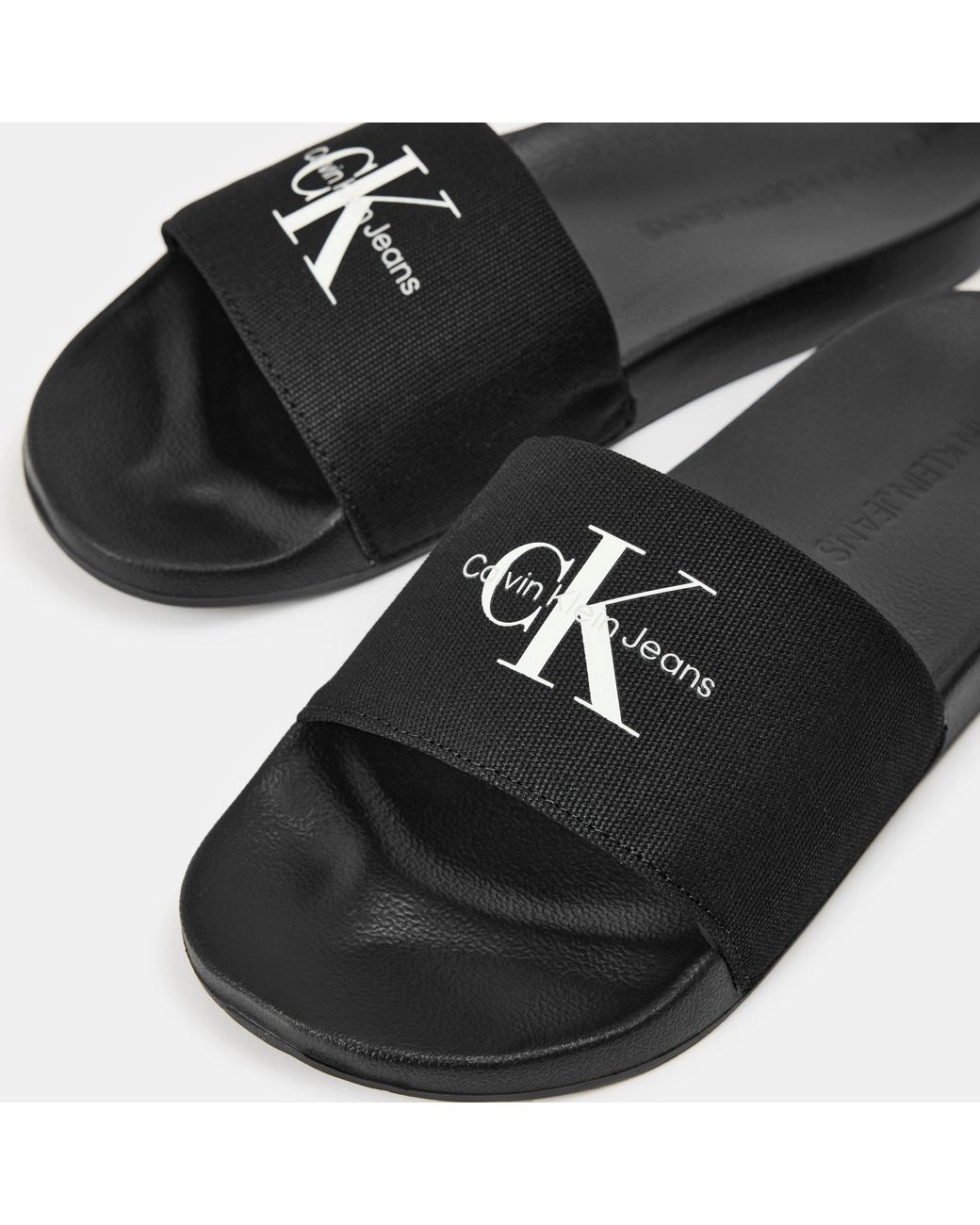 Calvin Klein Black Logo Sliders