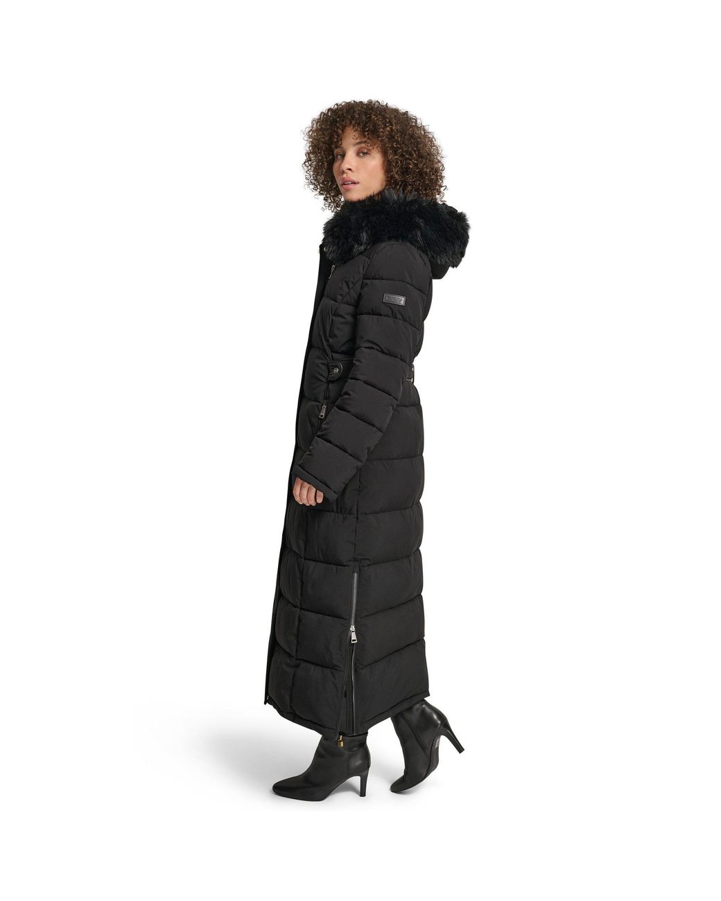 DKNY Black Longline Long Puffer Jacket