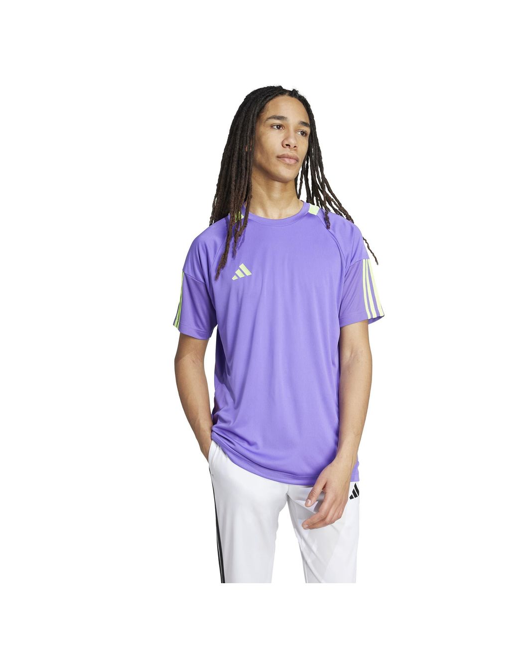 Adidas Purple Classic 3 Stripe Sereno T-Shirt for men