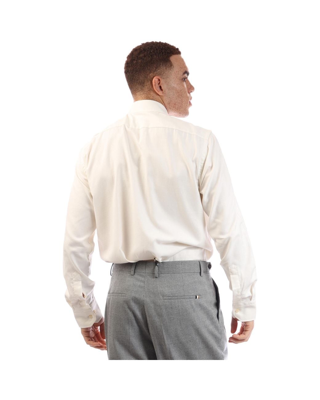 Boss White H Joe Spread Long Sleeve Oxford Shirt for men