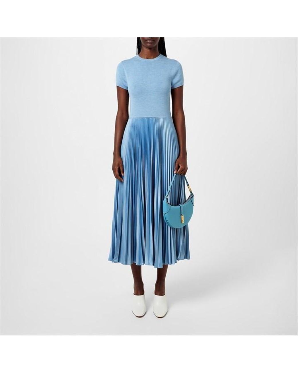Polo Ralph Lauren Gloria Pleated Dress in Blue | Lyst UK