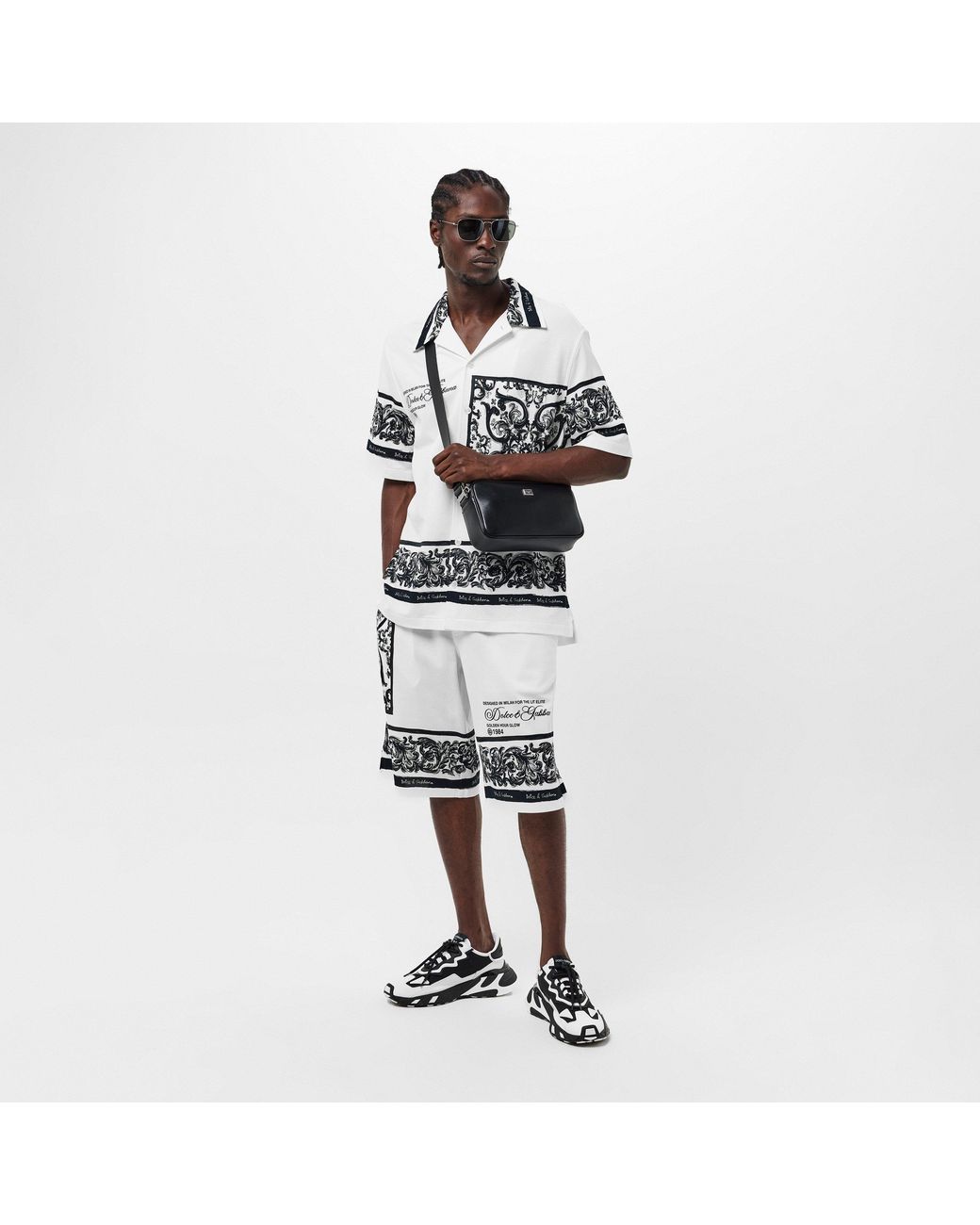 Dolce & Gabbana White Woven Tailored Fit Tracksuit Shorts for men