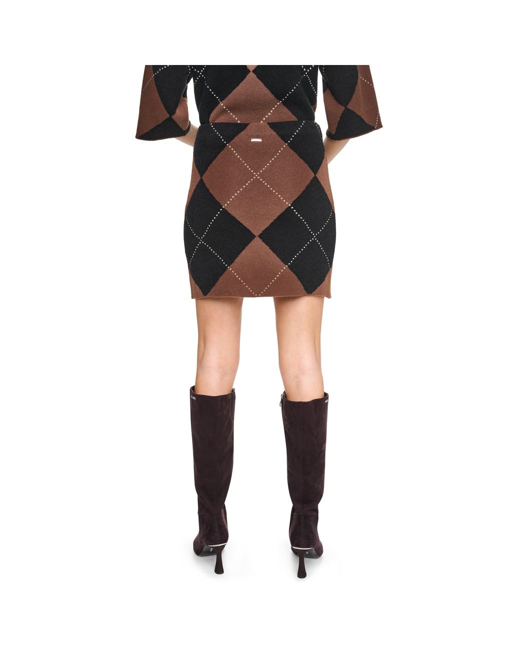 DKNY Black Fuzzy Argyle Short Skirt