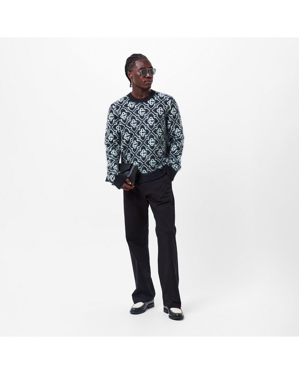 Casablanca Black Mono Mohair Crew Neck Jumper for men