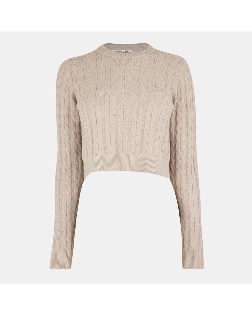 Jack Wills Natural Jw Cropped Tinsbury Crew Neck Jumper