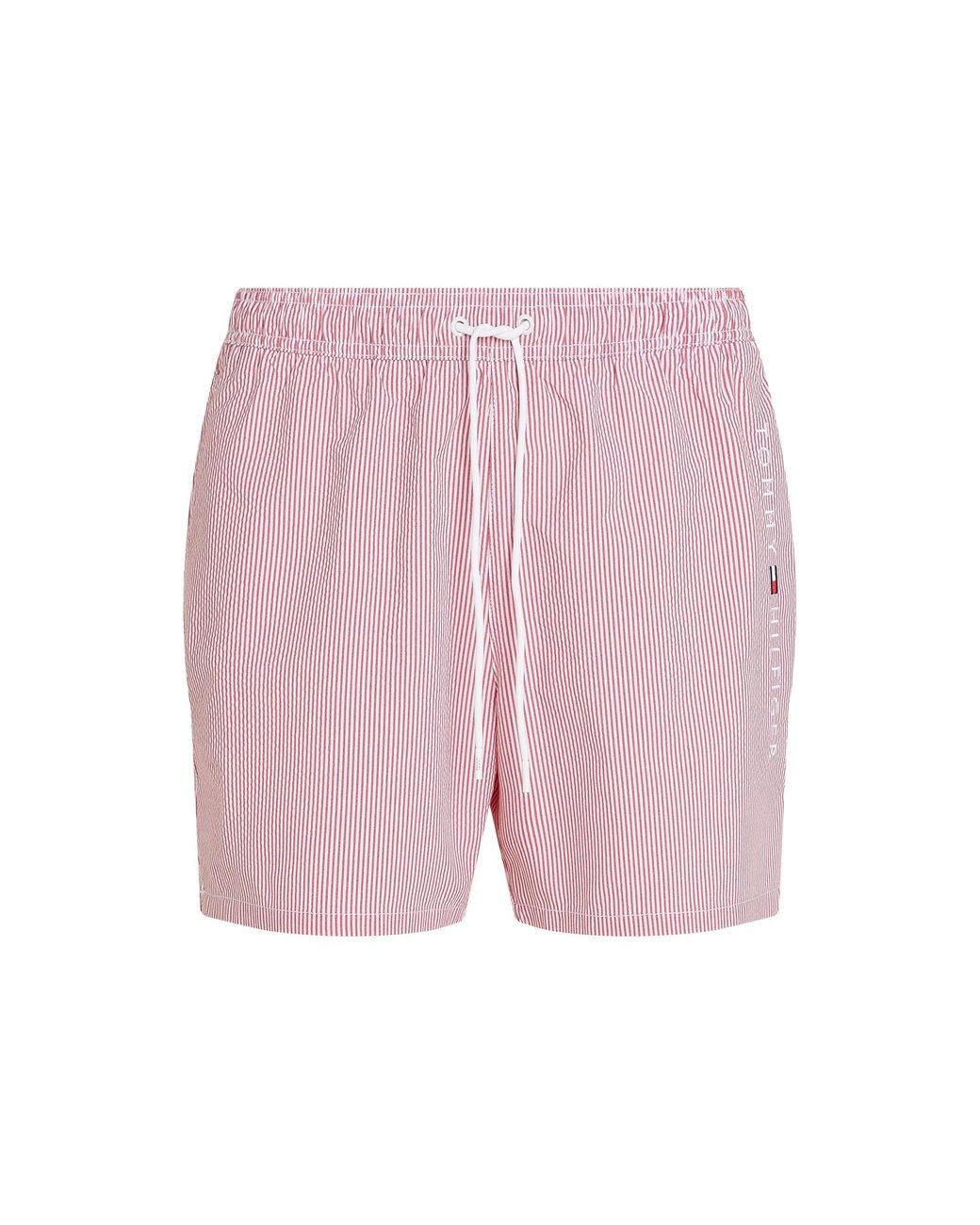 Tommy Hilfiger Pink Ithaca Stripe Medium Length Drawstring Swim Shorts for men