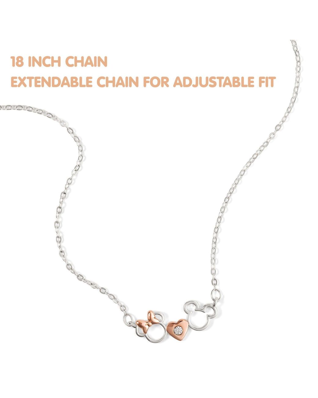 Disney Metallic Mickey & Minnie Two Tone Plated Necklace