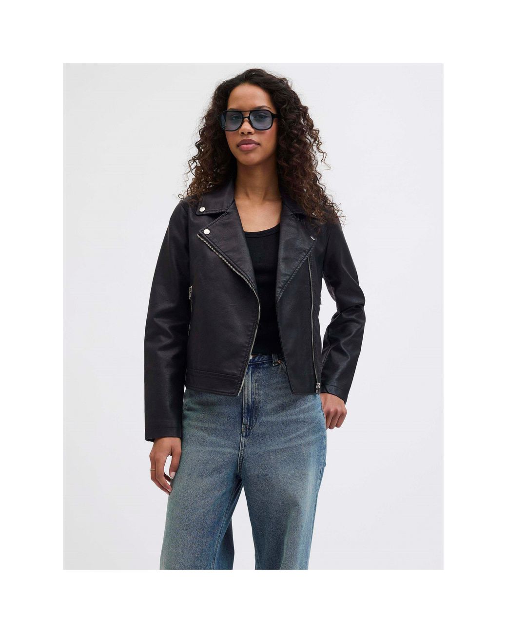 JJXX Black Faux Leather Biker Jacket Ladies