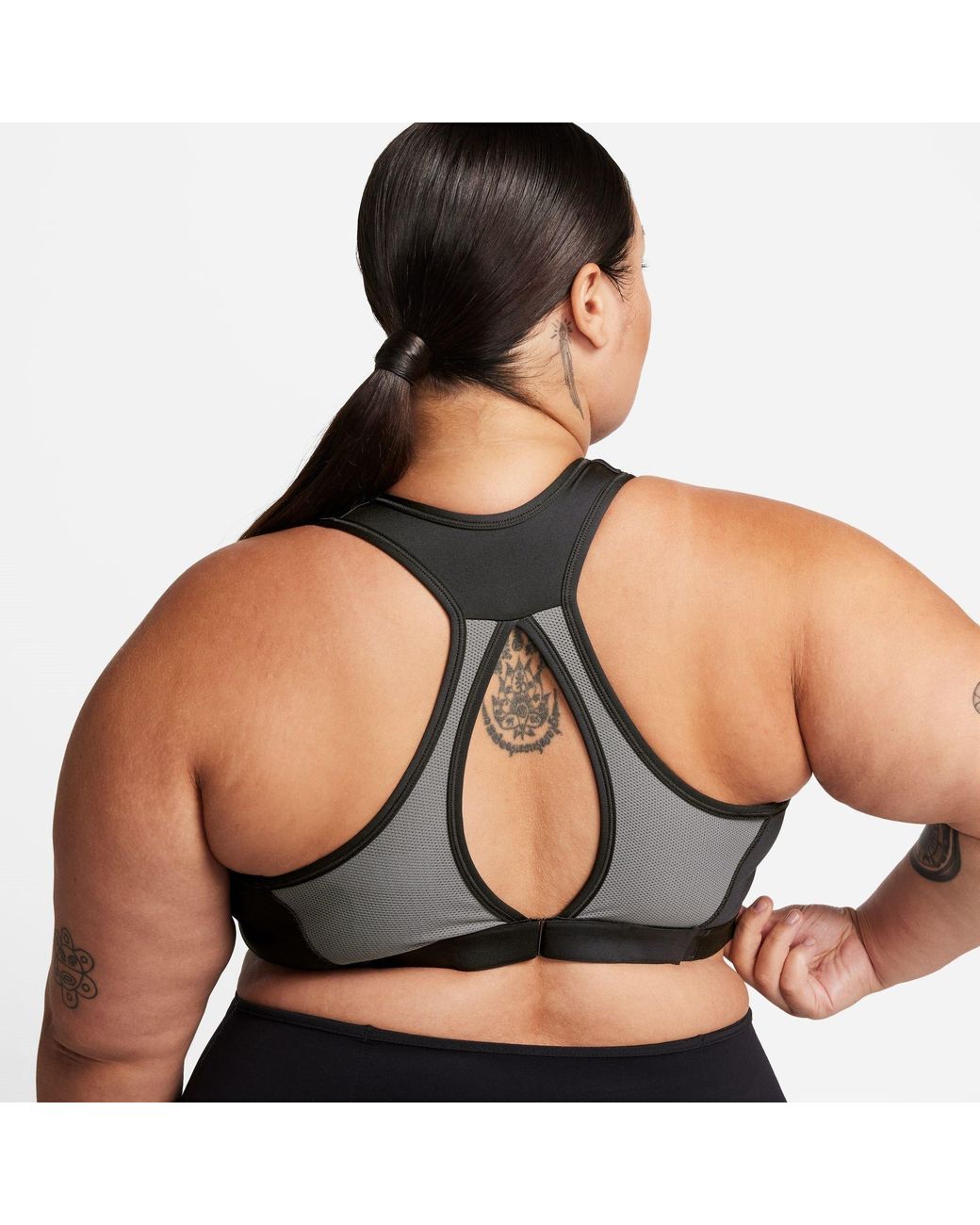 Nike Black Swoosh High Support Non-padded Adjustable Sports Bra