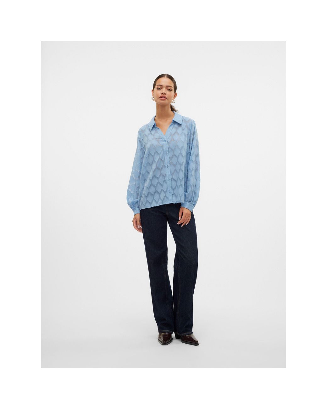 Vero Moda Blue Mayla Long-Sleeve Blouse