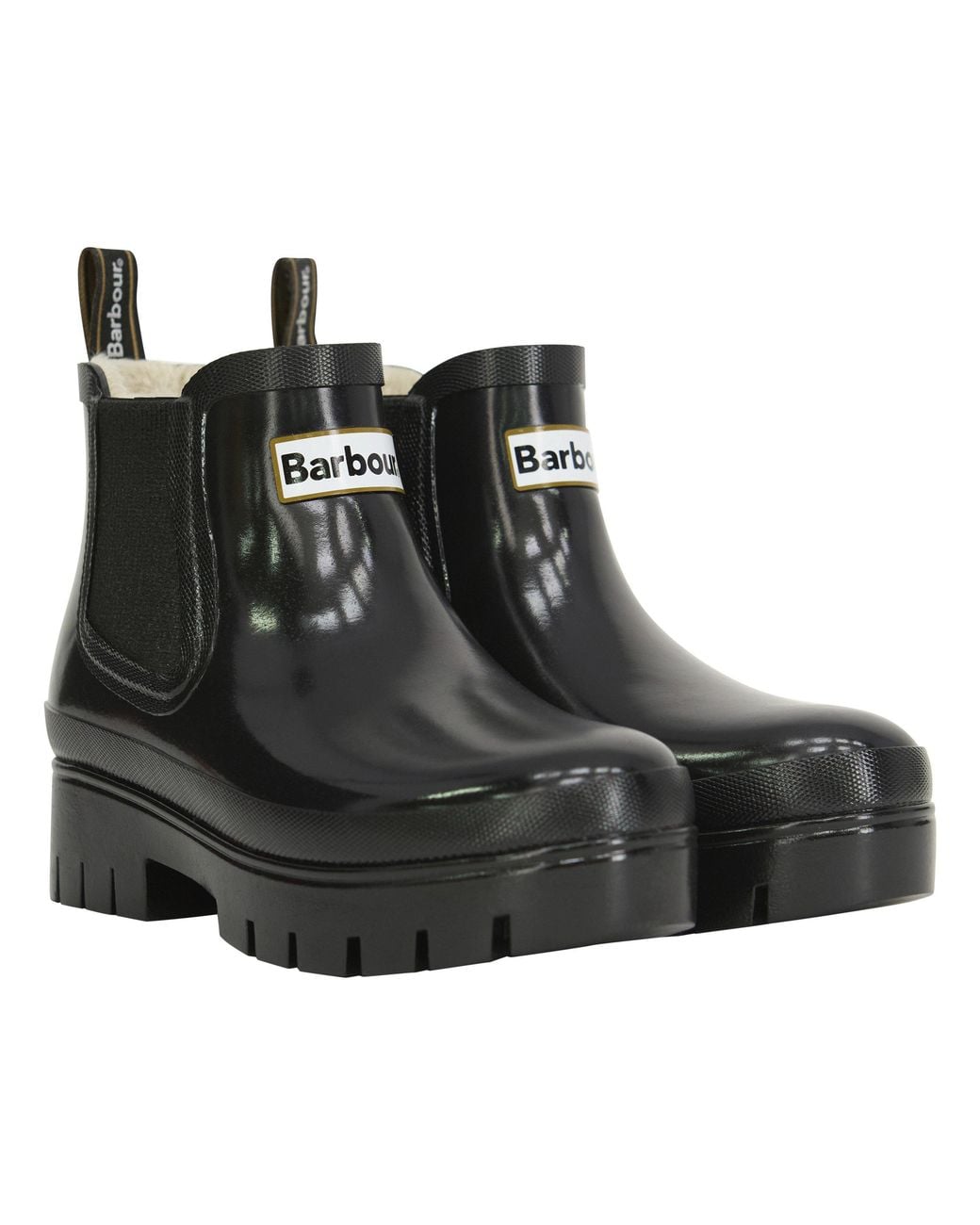 Barbour Black Halton Faux-Fur Lined Ankle Wellies