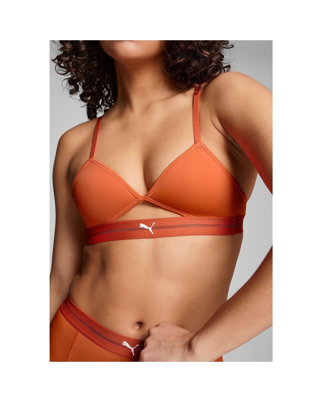 PUMA Orange Peek A Boo Triangle Bralette