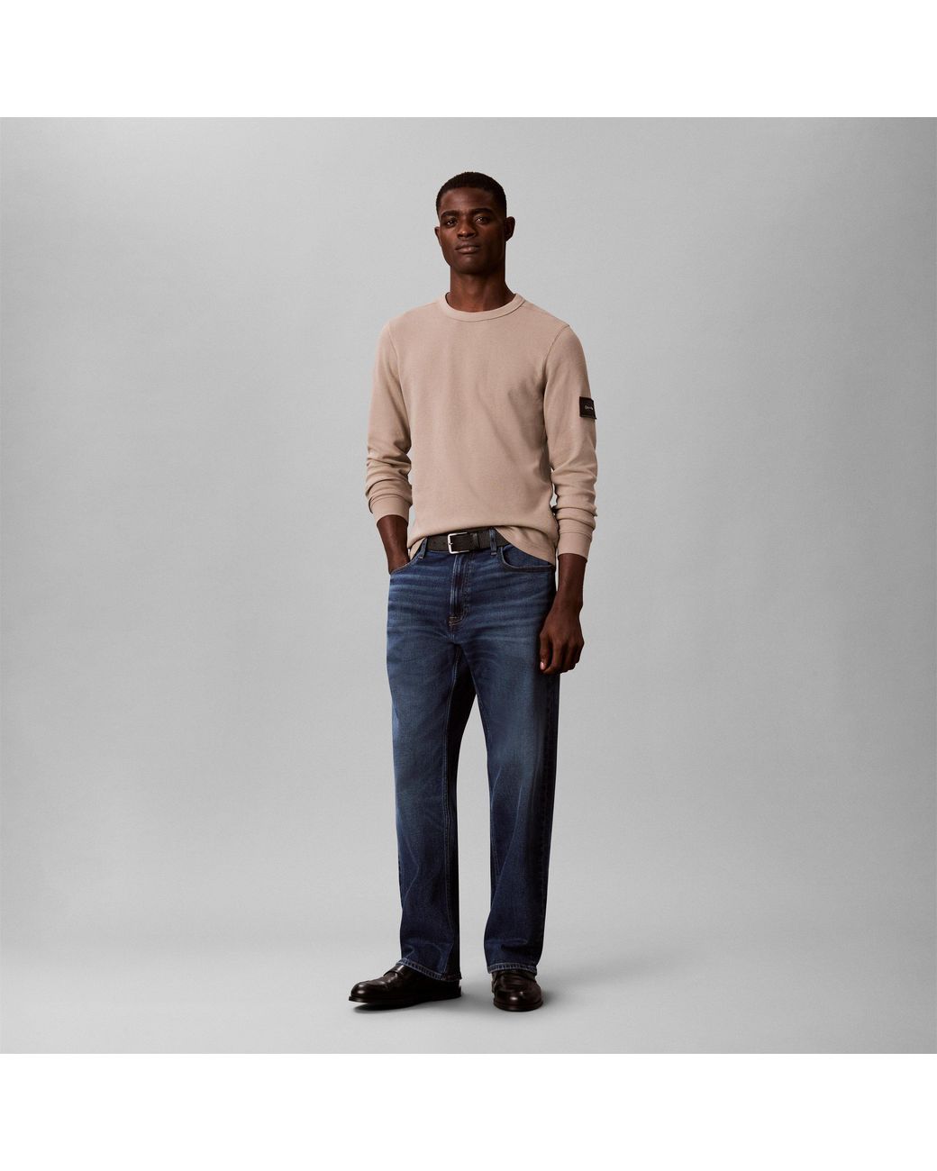 Calvin Klein Pink Waffle Badge Cotton Long-Sleeve T-Shirt for men