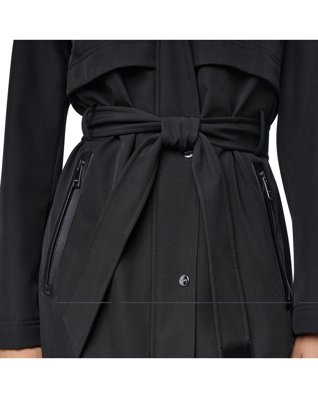 DKNY Black Outerwear Trench Coat