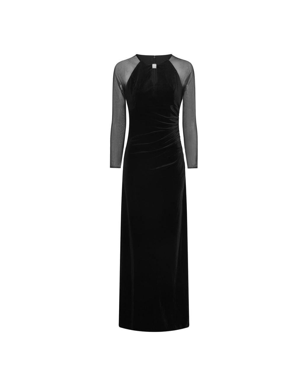 Gina Bacconi Natural Sheridan Velvet Maxi Dress With Sheer Sleeves