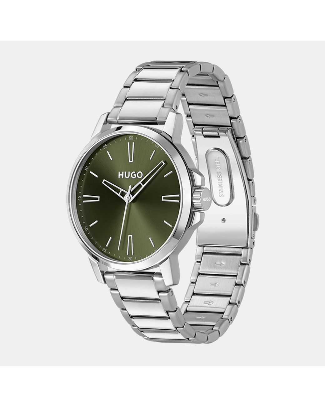 HUGO Metallic Gents #Smooth Stainless Steel Bracelet Watch for men