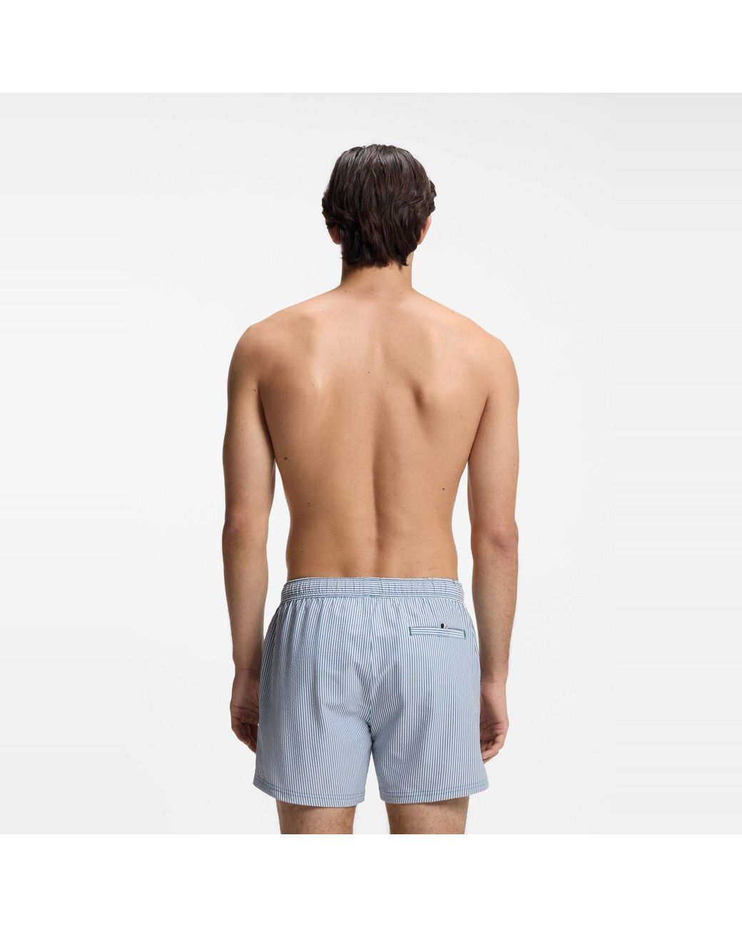 Boss Blue Velvetfish Striped Swim Shorts for men