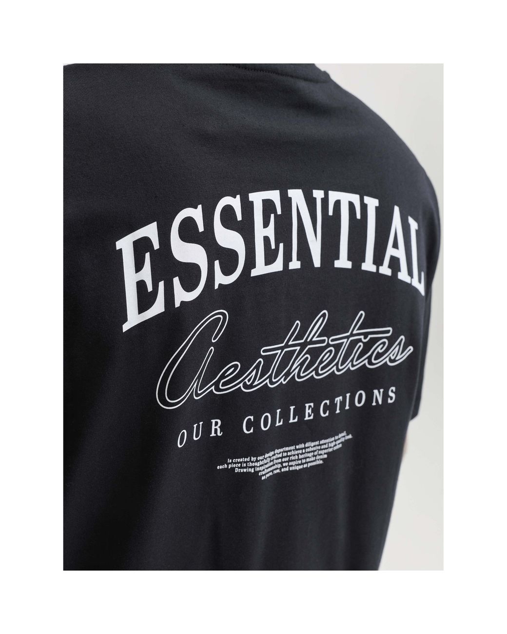 Jack & Jones Black Graphic Organic Cotton Short-Sleeve Oversized T-Shirt for men